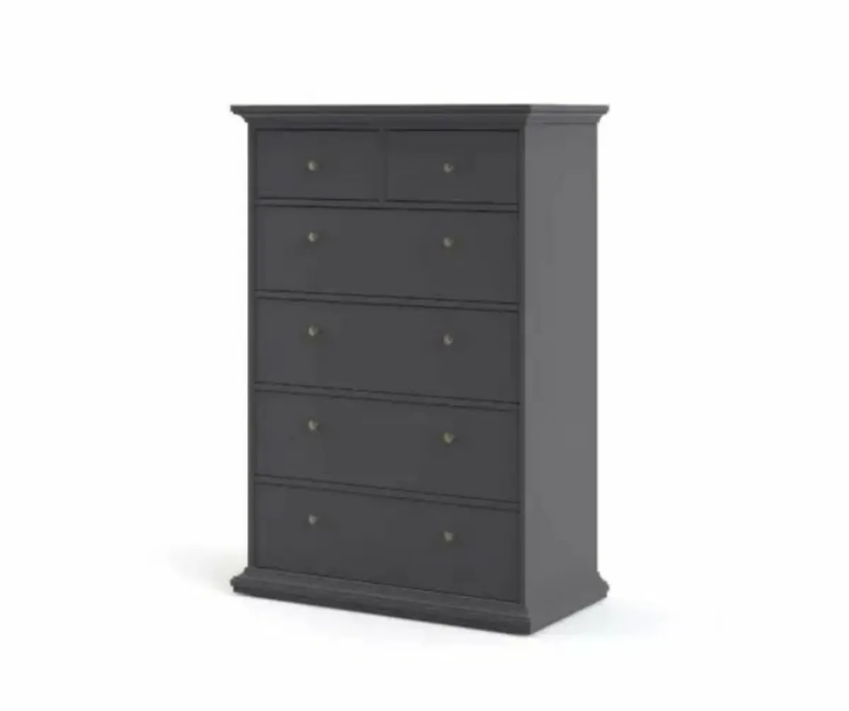 The Paris 6 Drawer Chest in Grey is a sleek, styli - Image 4