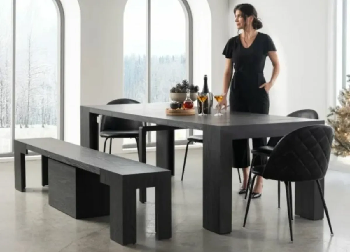 Dining Table & Bench Smoked Hickory - Image 1