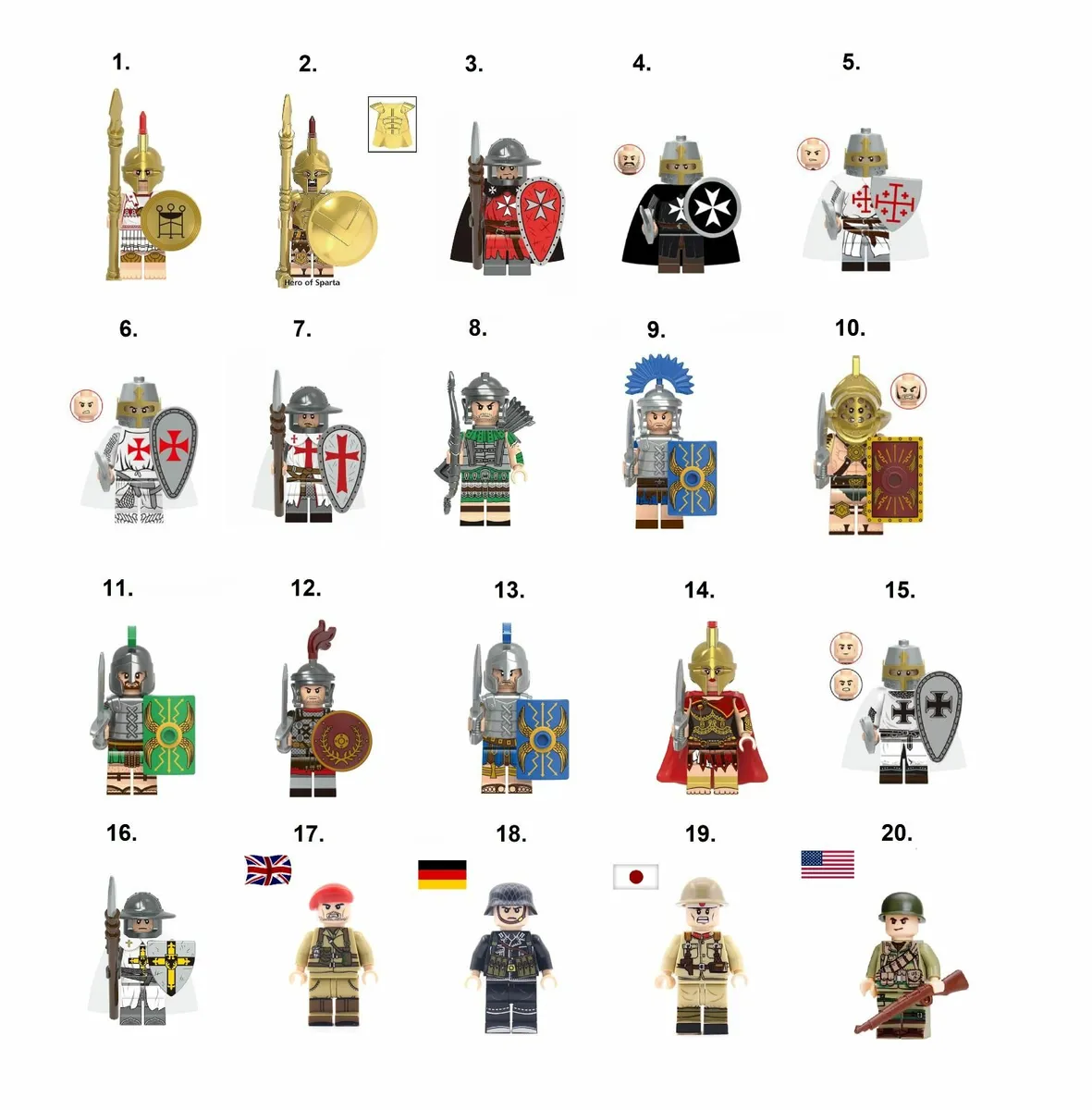 Medieval + WW2 Soldier Minifigures