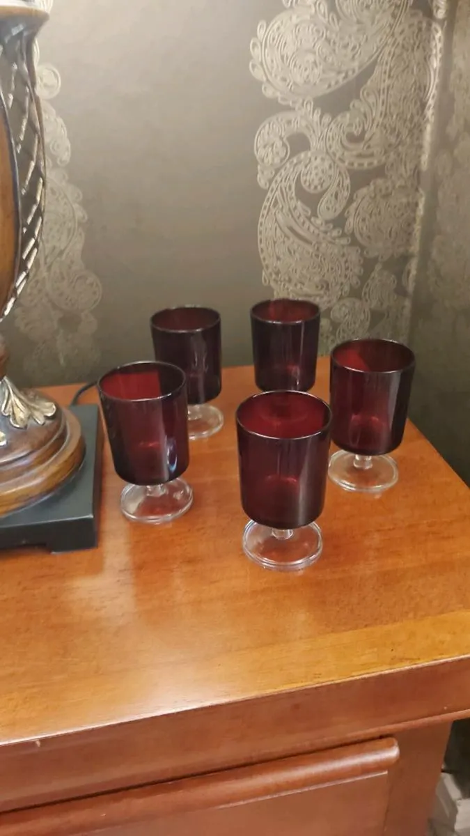Ruby Red Vintage Goblets - - Image 1