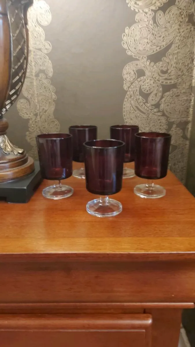 Ruby Red Vintage Goblets - - Image 3