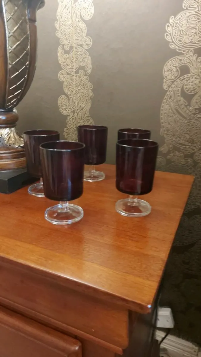 Ruby Red Vintage Goblets - - Image 4
