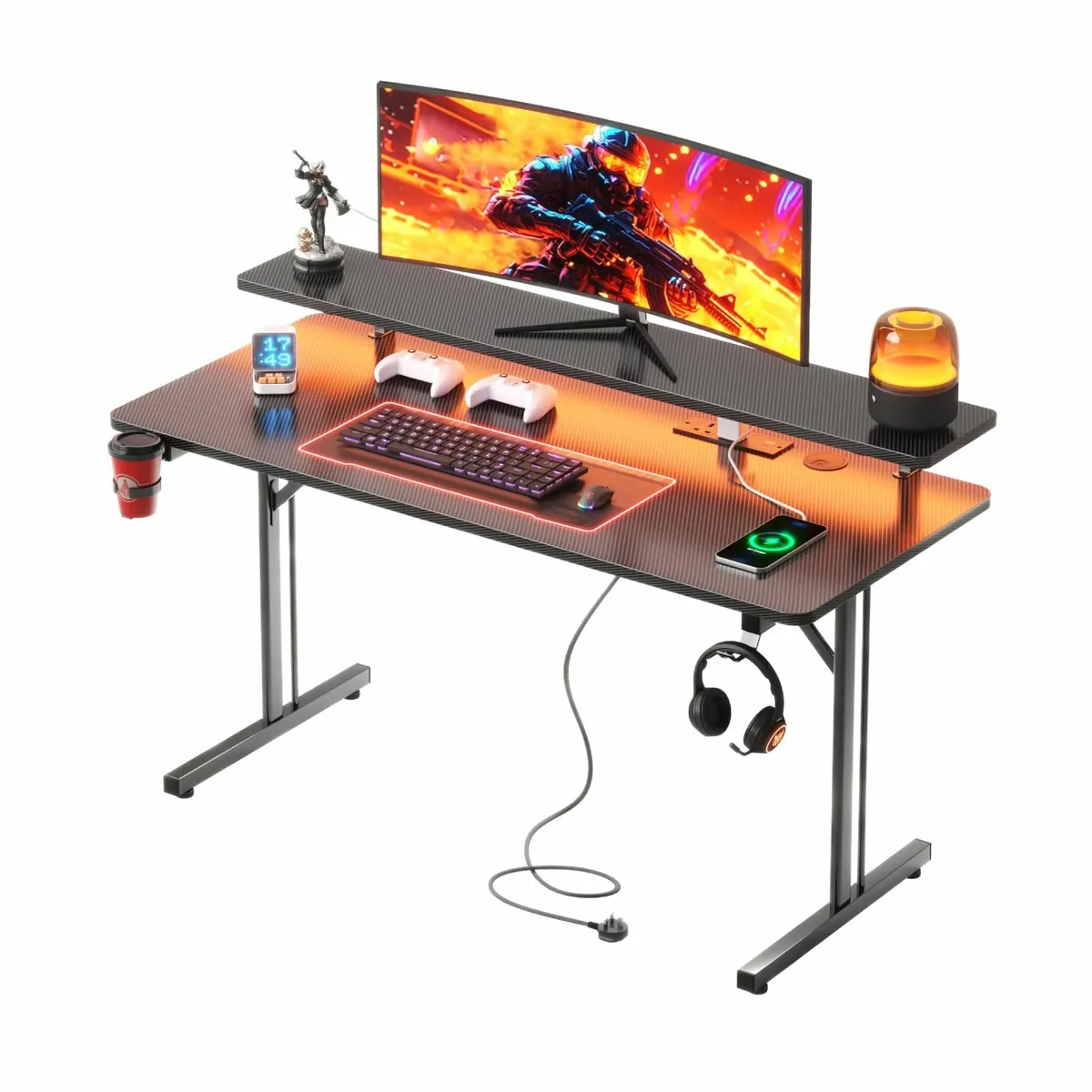 Gaming Desk with LED Power Outlets 100 x 50 cm - Image 1