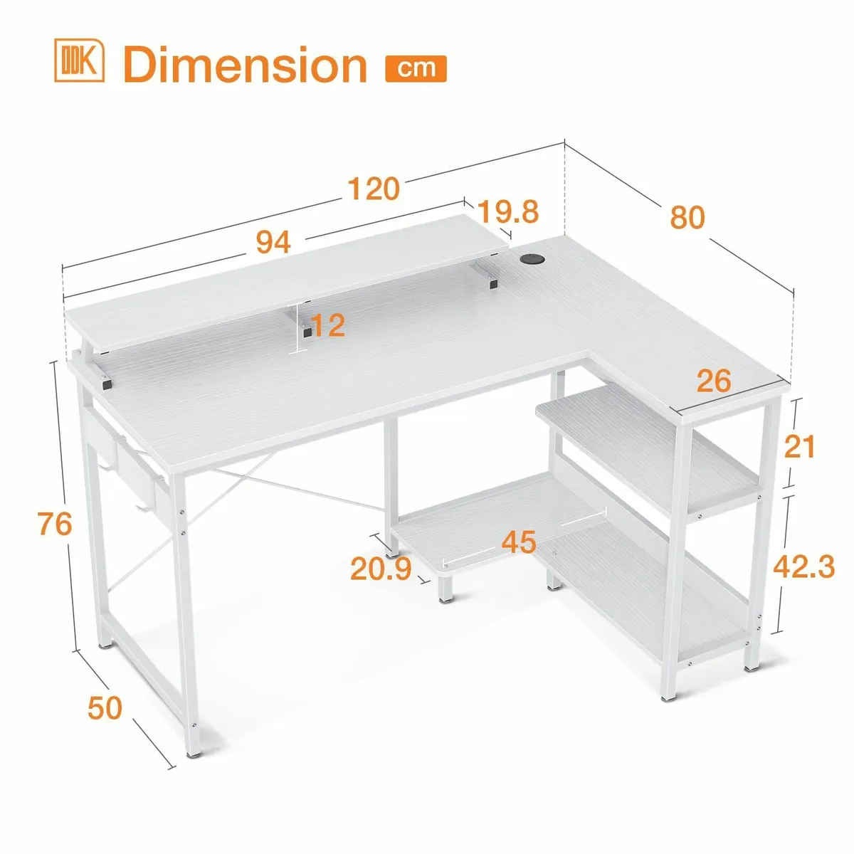 Small L Shaped Desk 120 x 80 cm Corner with - Image 3