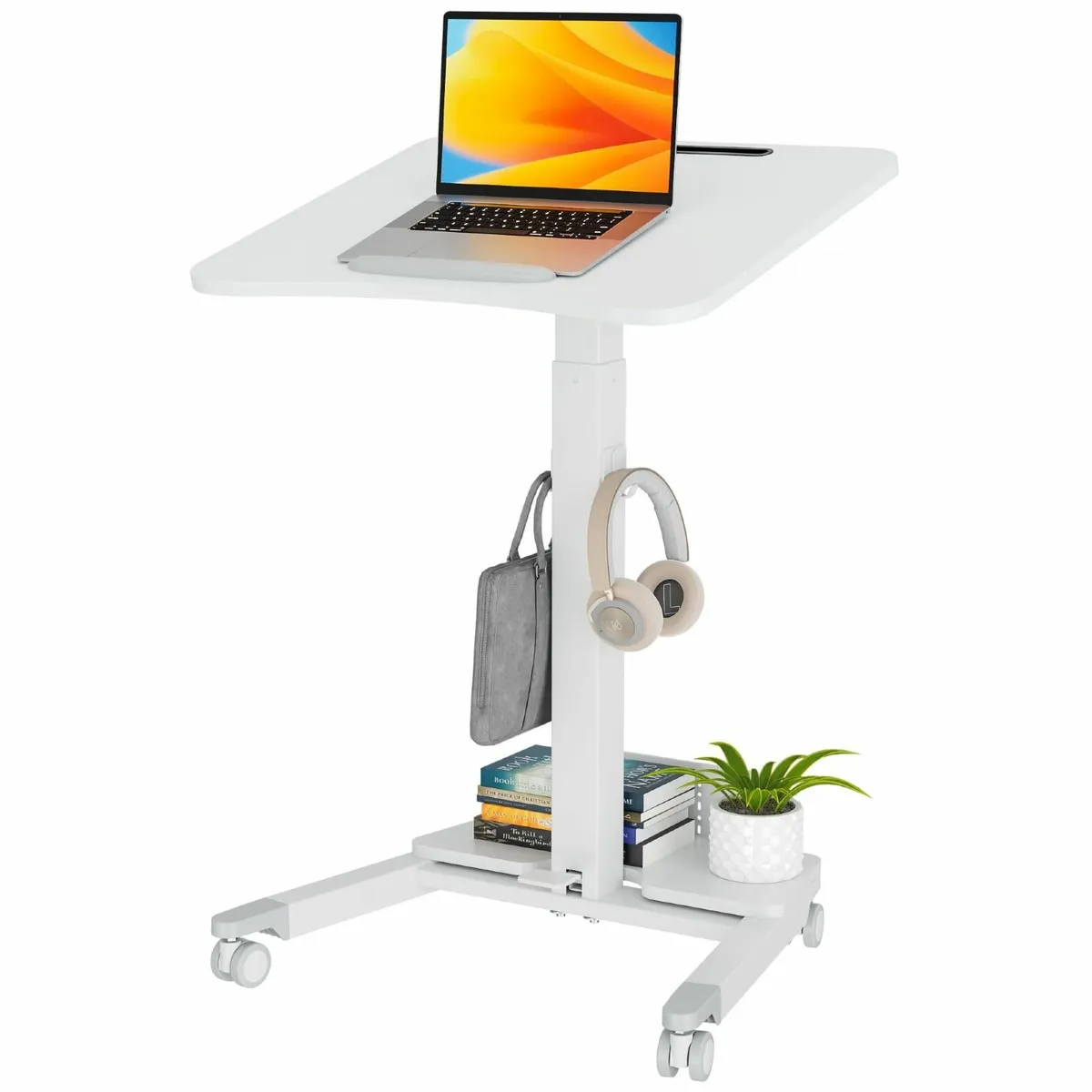 Mobile Standing Desk White 60 x 52cm Tilting - Image 1