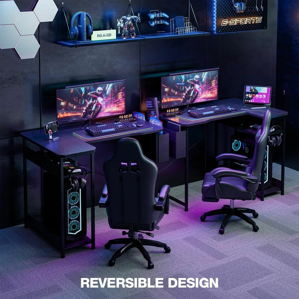 L Shaped Gaming Desk 100x70CM Computer with - Image 4