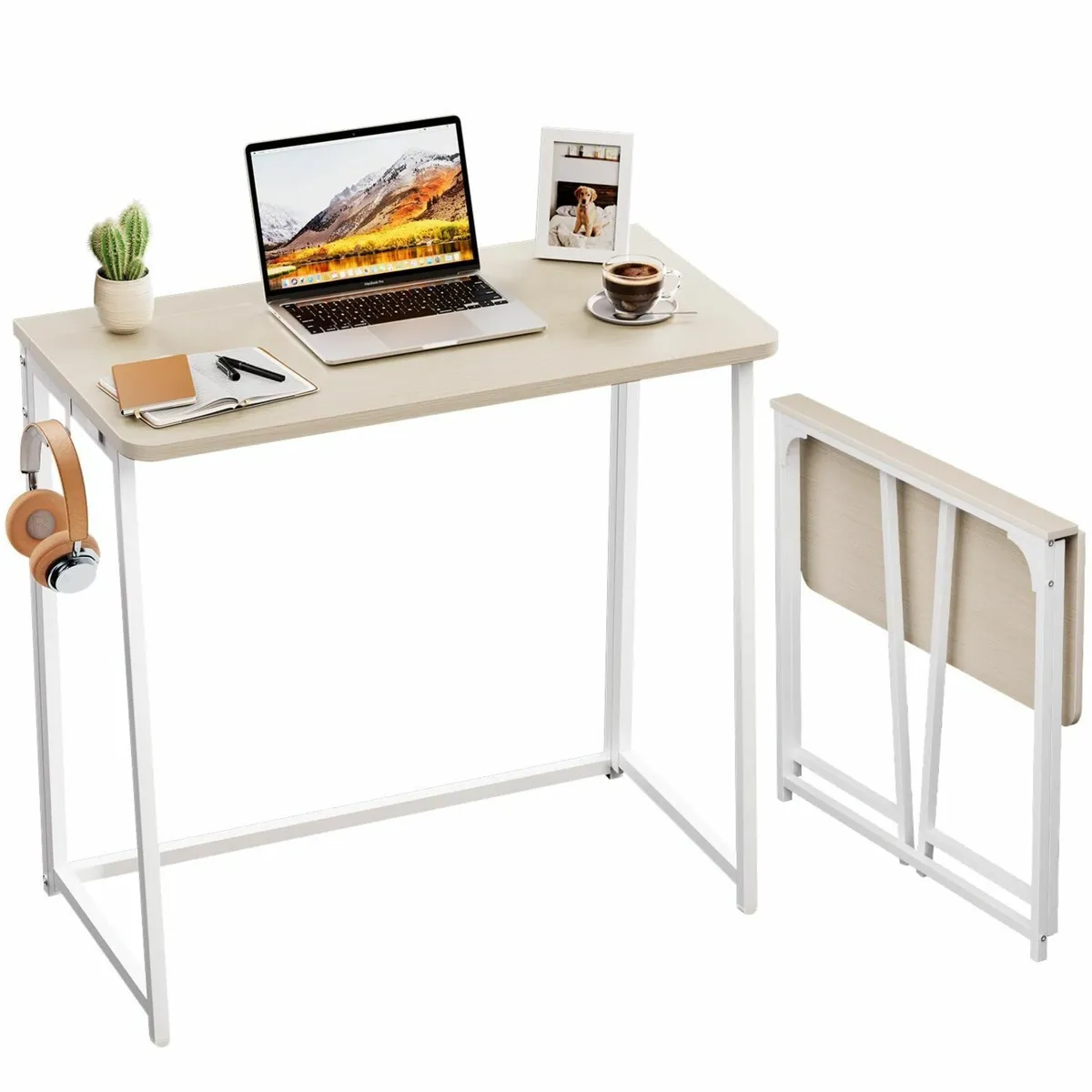 Folding Desk Small Foldable 80cm for Spaces Space - Image 1