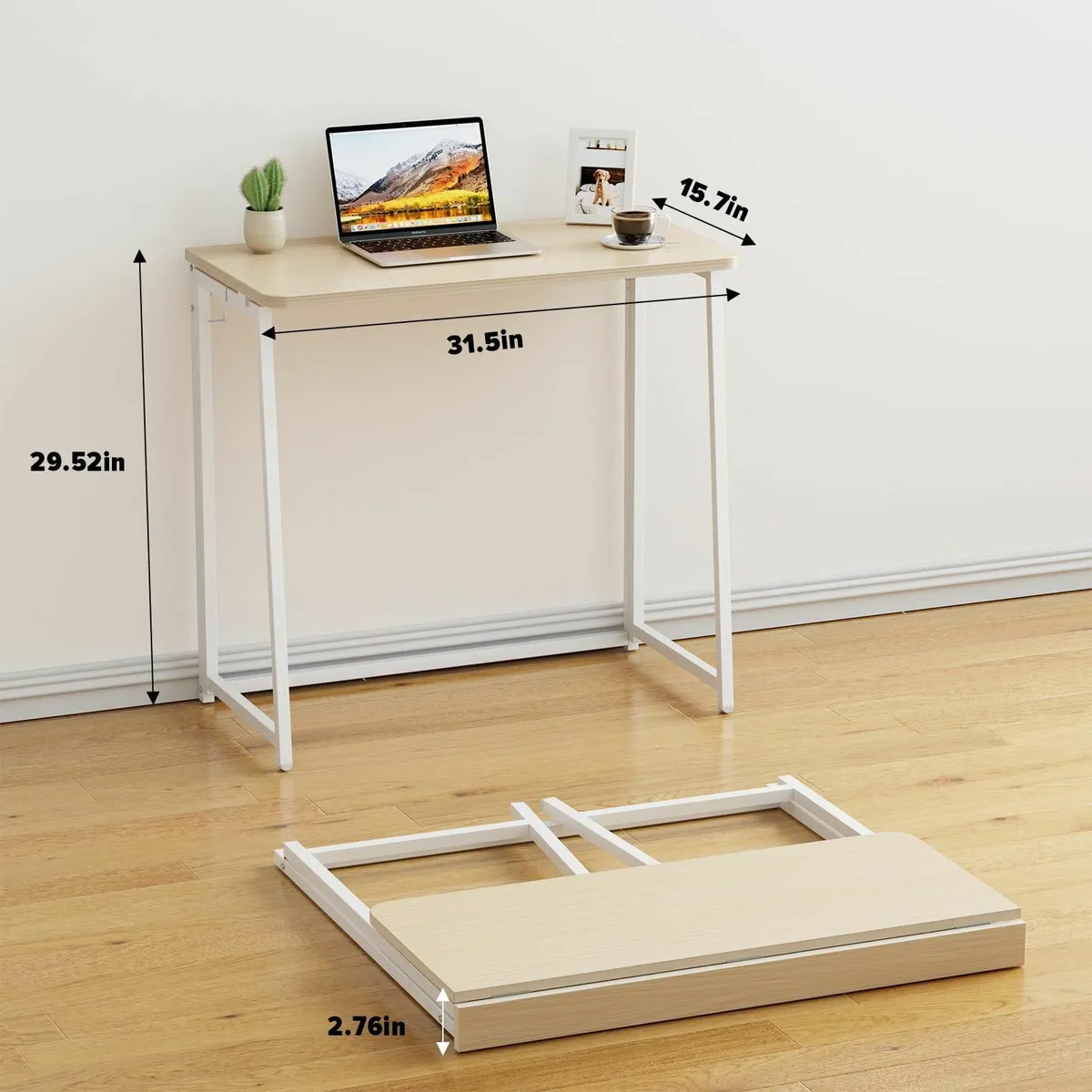 Folding Desk Small Foldable 80cm for Spaces Space - Image 2