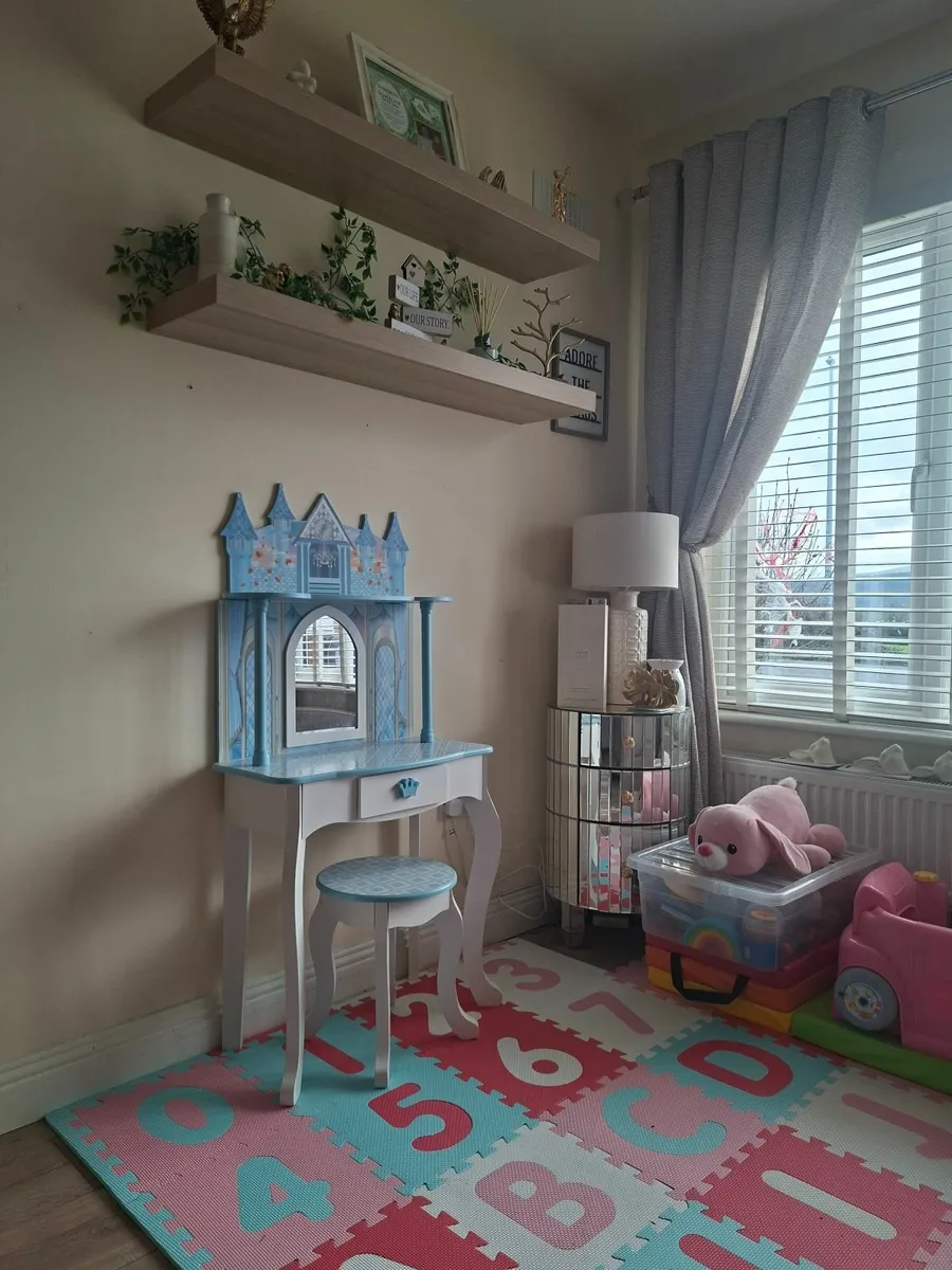 Frozen-Inspired Vanity Table with Matching Stool - Image 1