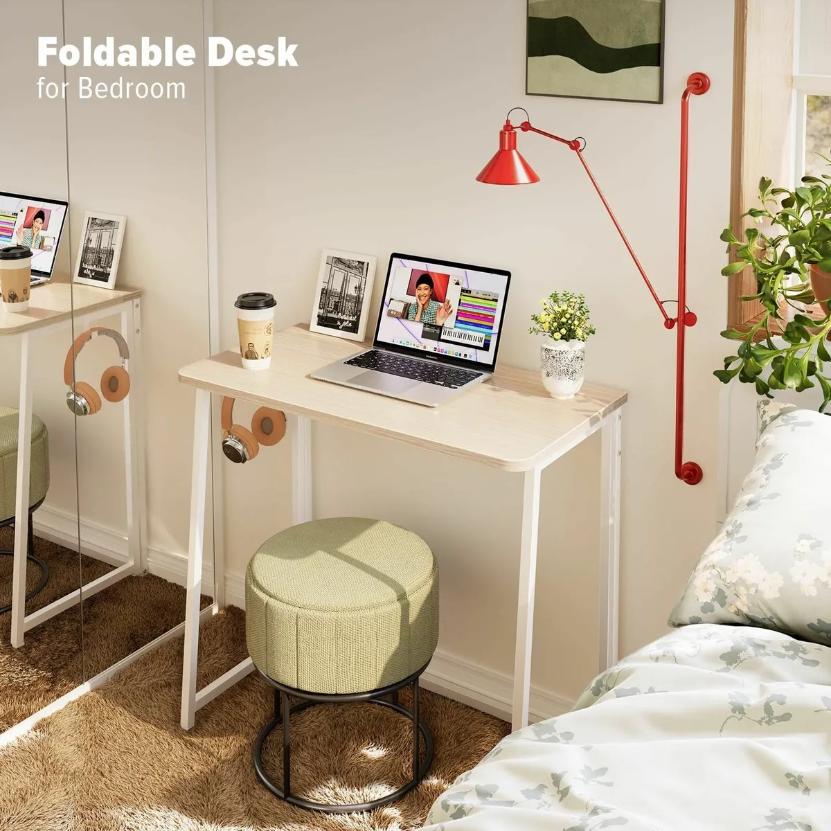 Folding Desk Small Foldable 80cm for Spaces Space - Image 4