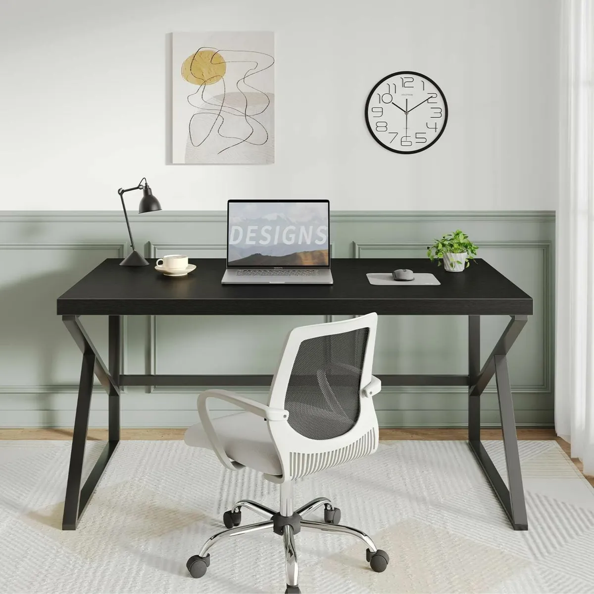 Black Computer Desk Modern Industrial Home Office - Image 4