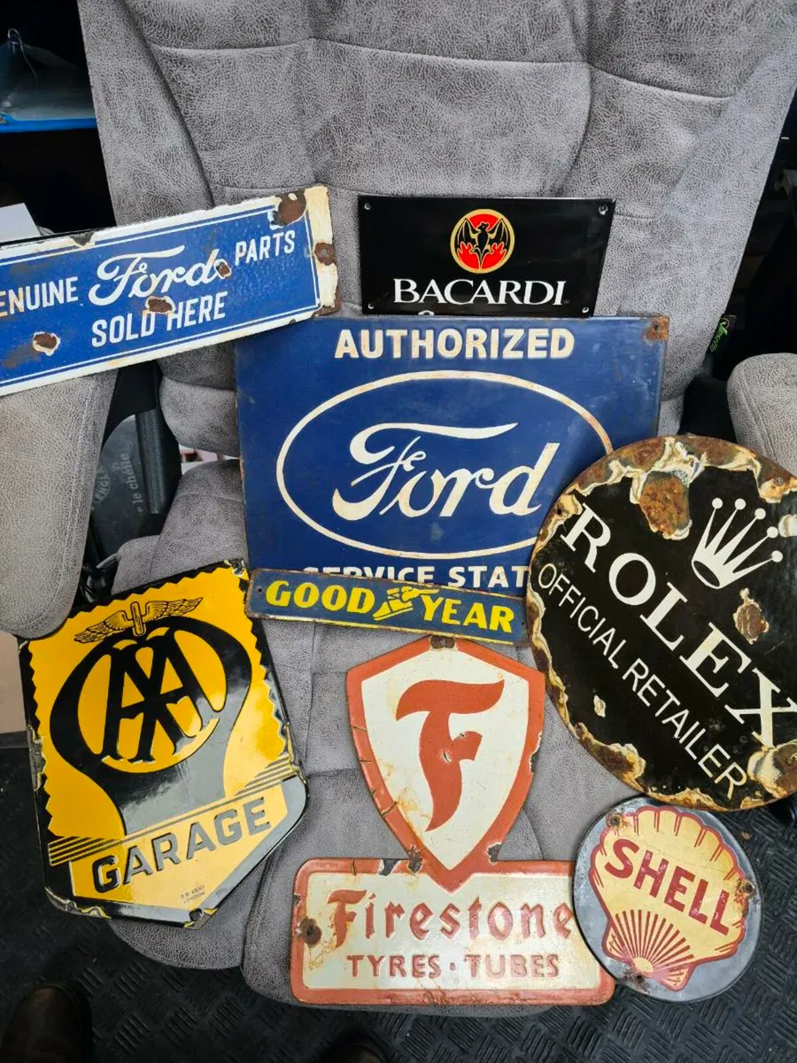 Assorment of Enamel metal signs