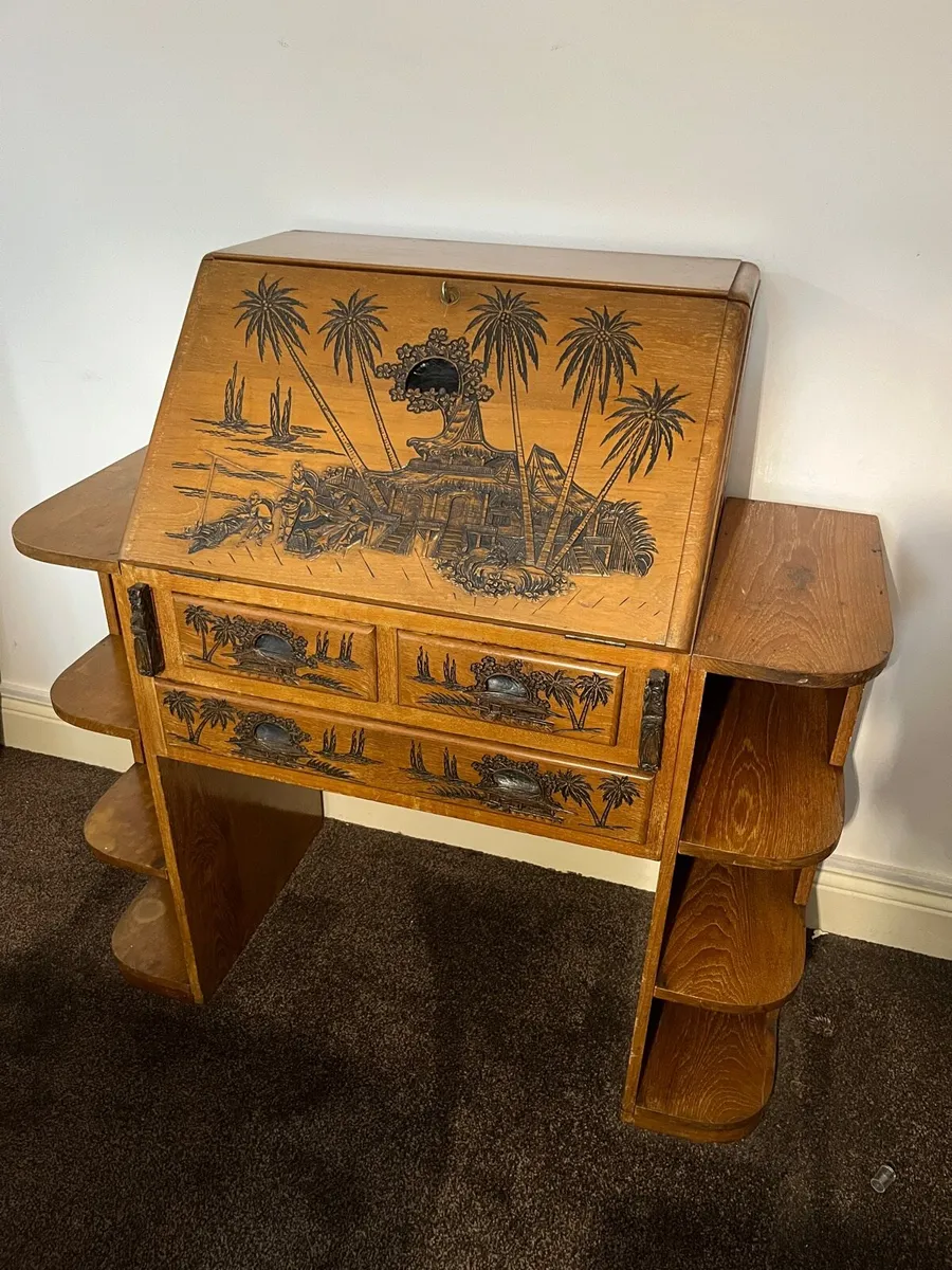 Oriental Bureau With 4 Matching Pieces Circa 1960 - Image 1
