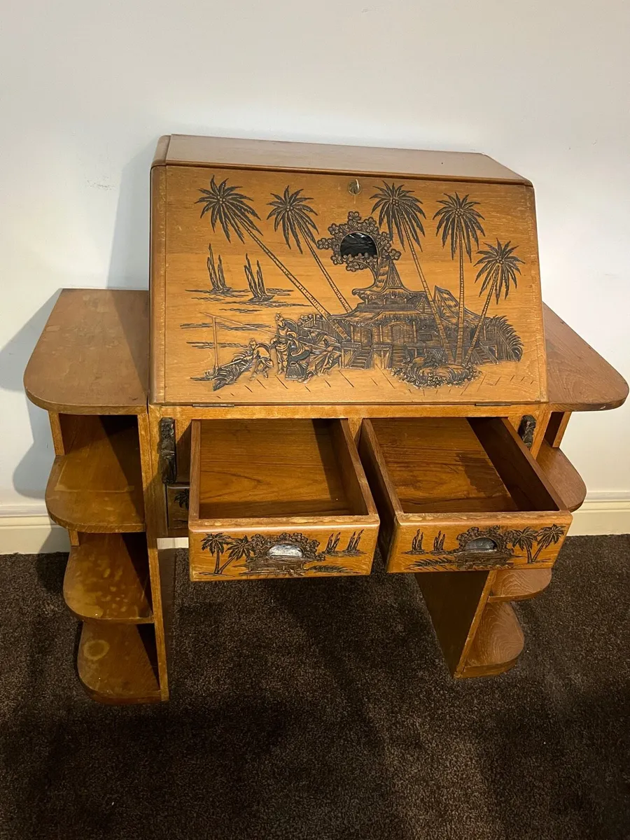 Oriental Bureau With 4 Matching Pieces Circa 1960 - Image 4