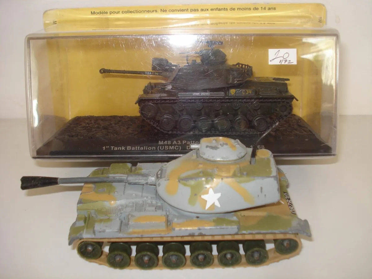 2 MODEL DIECAST METAL ARMY TANKS. 1/72 SCALE. - Image 1