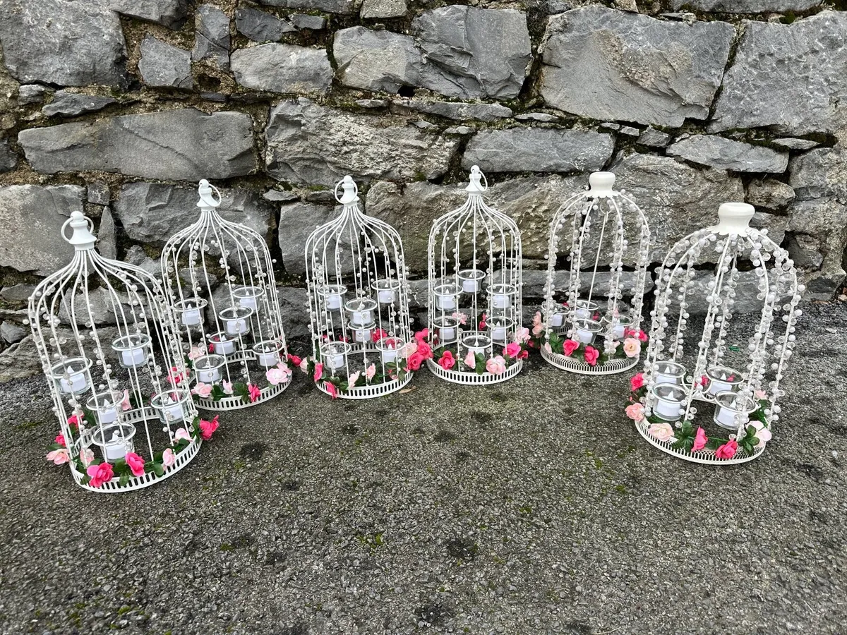 Wedding bird cage candle holders
