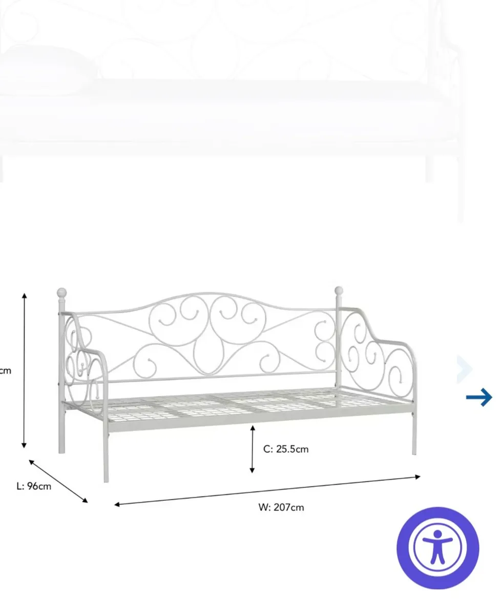 Bed: Kathrine Day Bed | Single | 3ft | White - Image 3