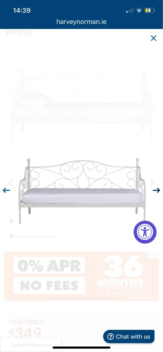 Bed: Kathrine Day Bed | Single | 3ft | White - Image 4