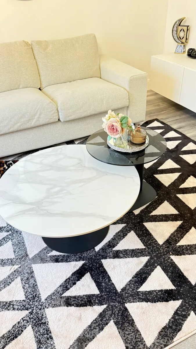 LUVODI Modern Round Marble Coffee Table Set of 2 - Image 2