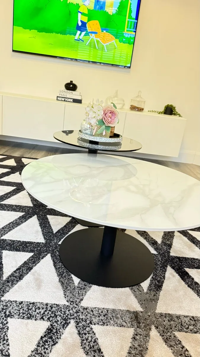 LUVODI Modern Round Marble Coffee Table Set of 2 - Image 3