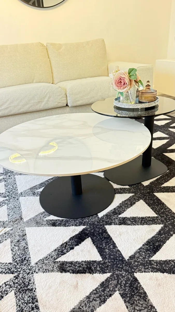 LUVODI Modern Round Marble Coffee Table Set of 2 - Image 4