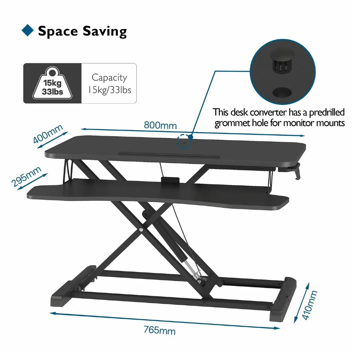Standing Desk Converter 32in/80cm Height-Adjustabl - Image 2