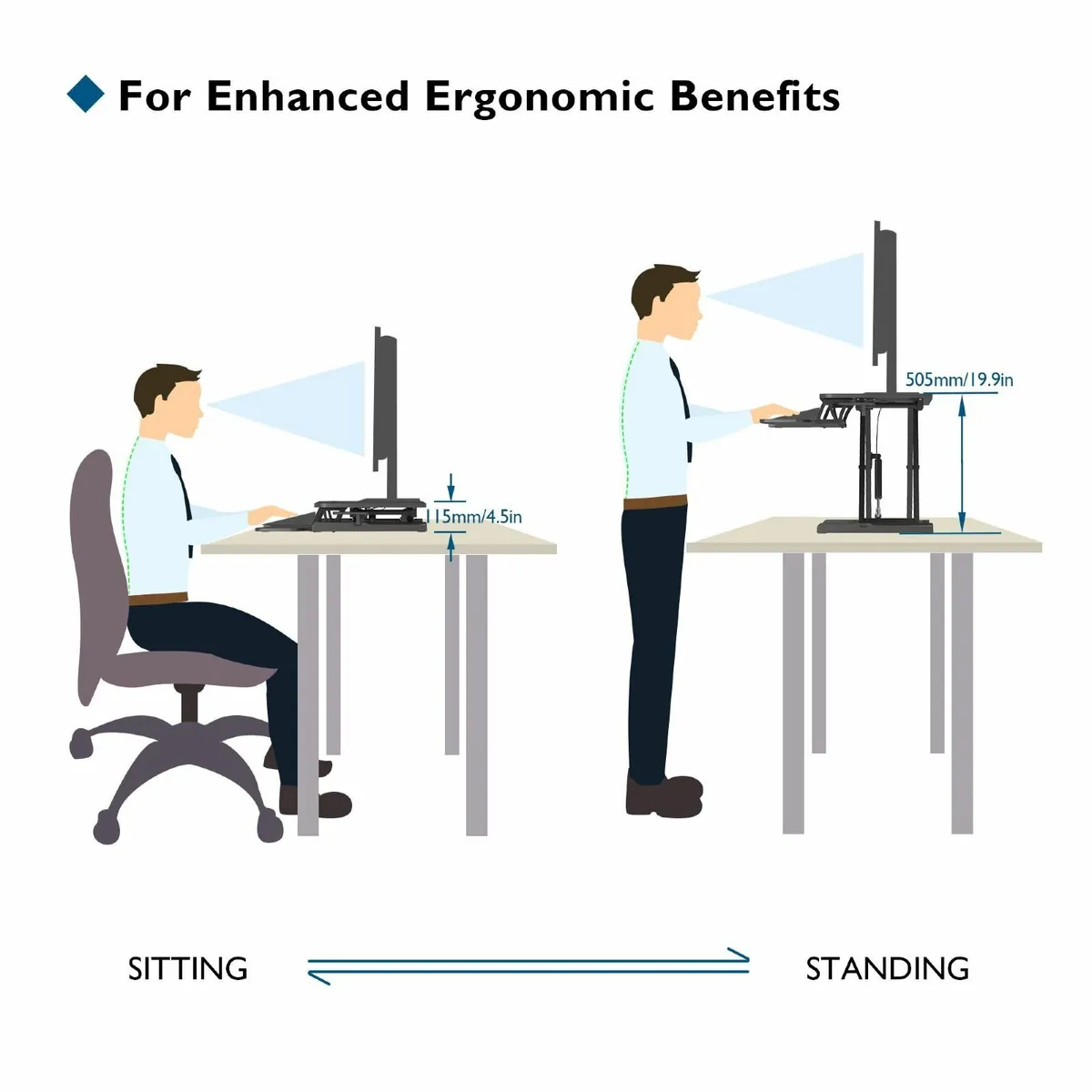 Standing Desk Converter 32in/80cm Height-Adjustabl - Image 4