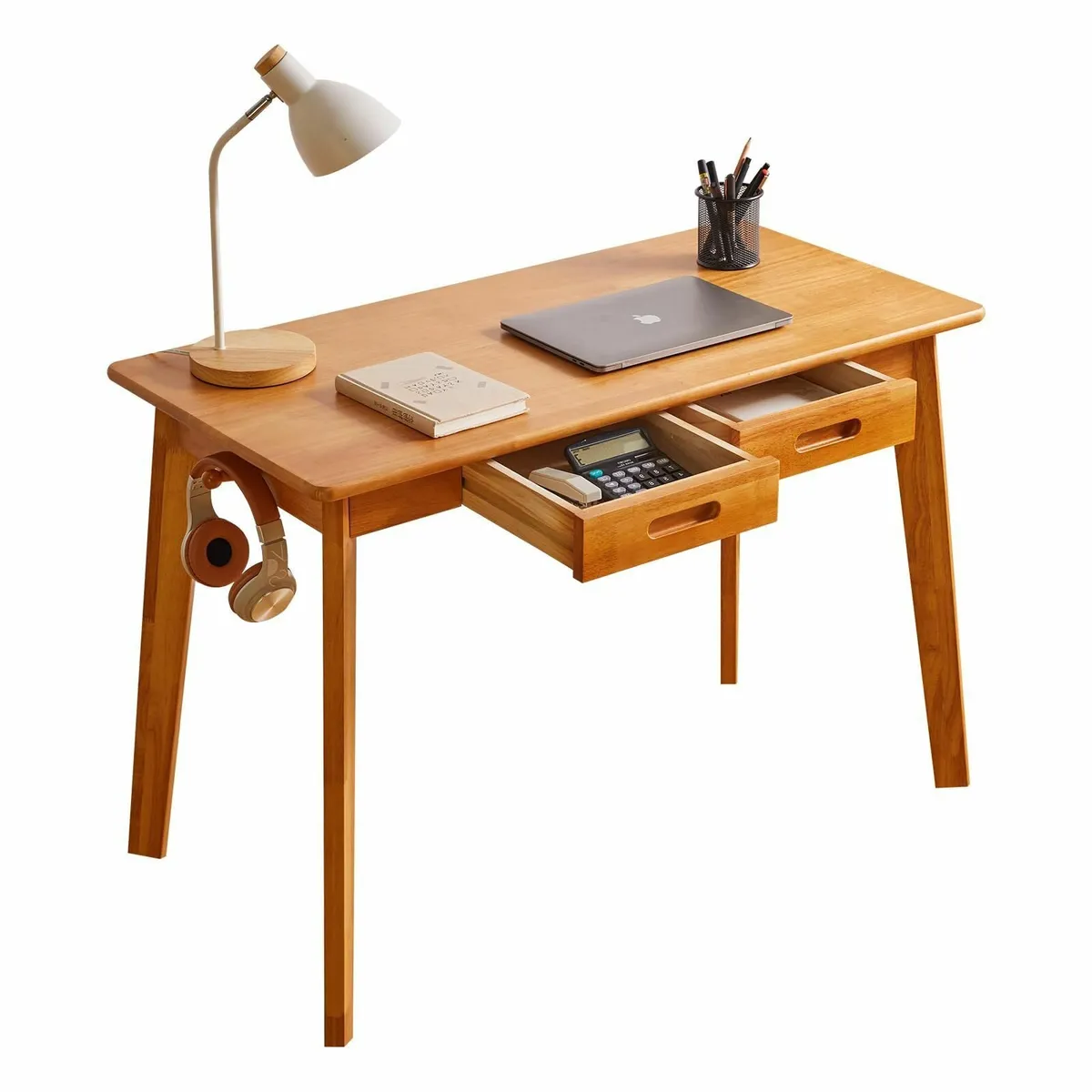 Wood Writing Desk with Drawer and Hanging Rod - Image 1