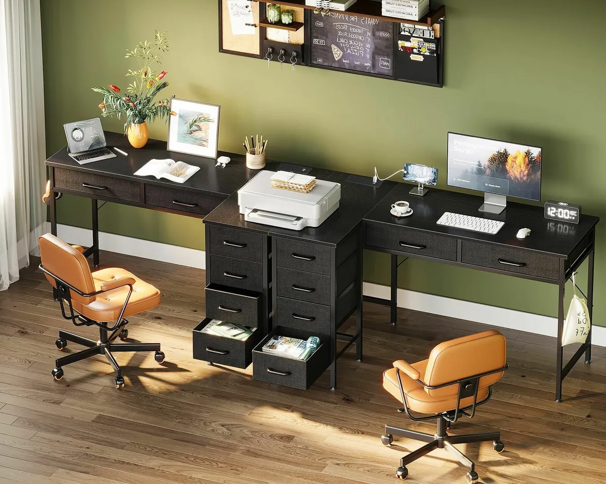 Corner Desk with Drawers 126x80 cm L Shaped - Image 4