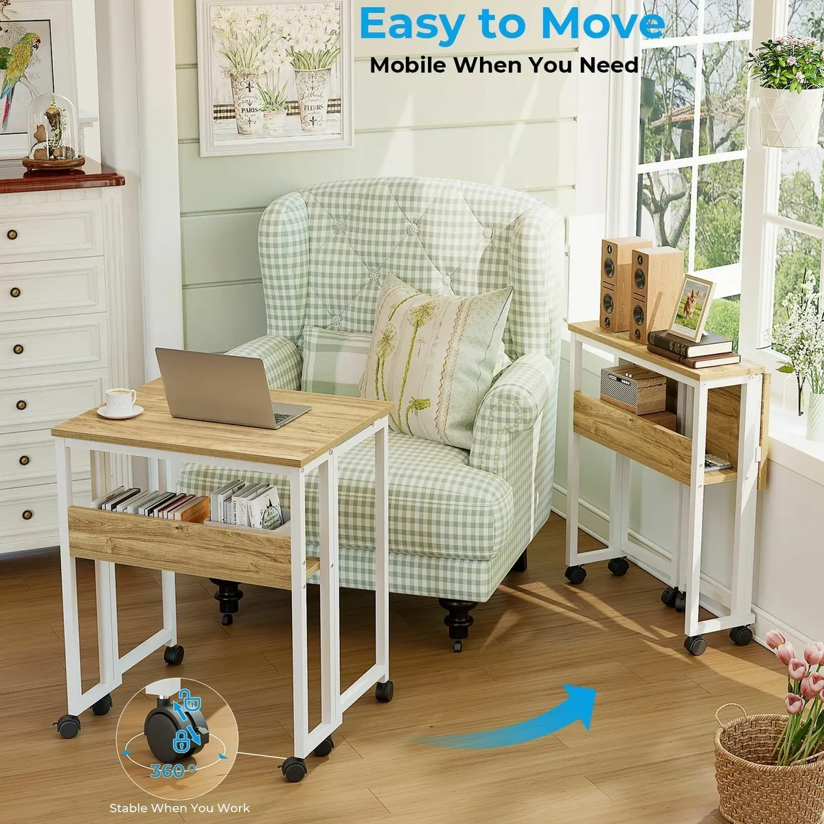 Small Folding Desk with Storage Shelf 63 cm - Image 4