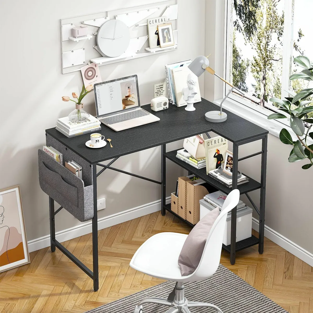 Computer Desk L Shaped with Storage Bag Gaming - Image 2