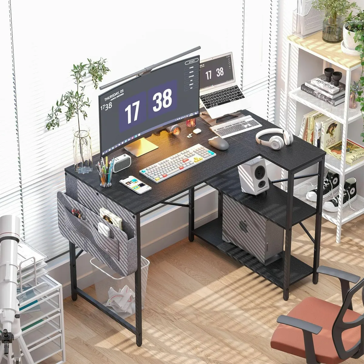 Computer Desk L Shaped with Storage Bag Gaming - Image 4