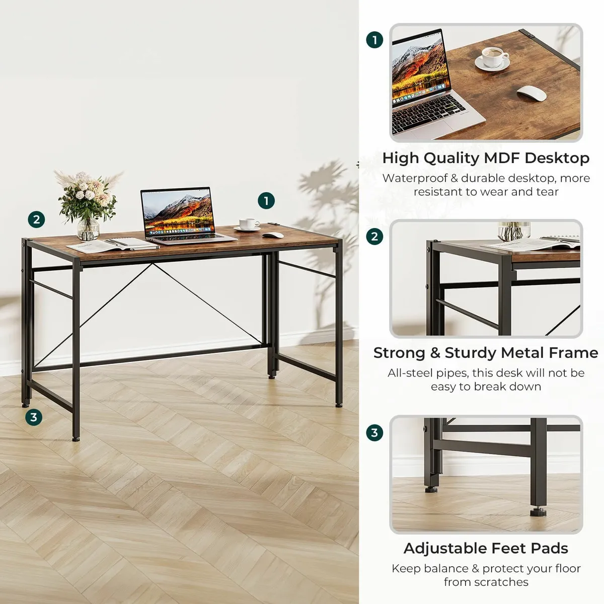 Folding Desk 110 x 50cm Writing Computer Foldable - Image 3