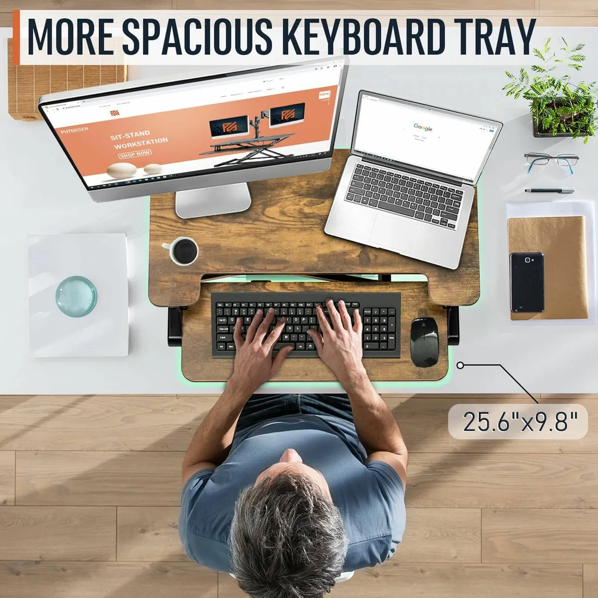 Standing Desk Converter with Height Adjustable 32 - Image 4