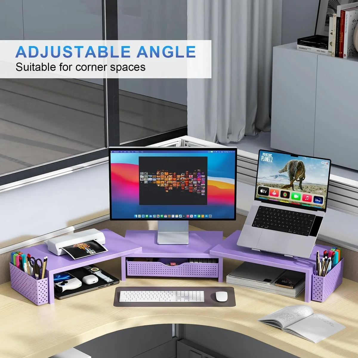 Dual Monitor Stand Riser Metal Desk Accessories - Image 4