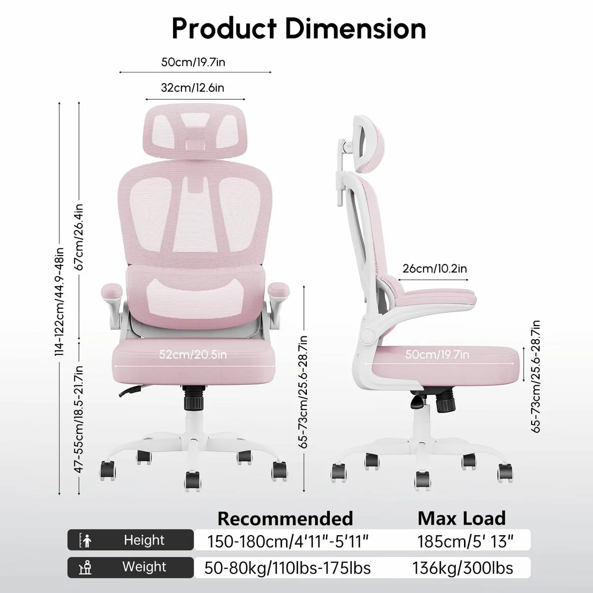 Pink Office Chair Ergonomic Comfy Desk Computer - Image 3
