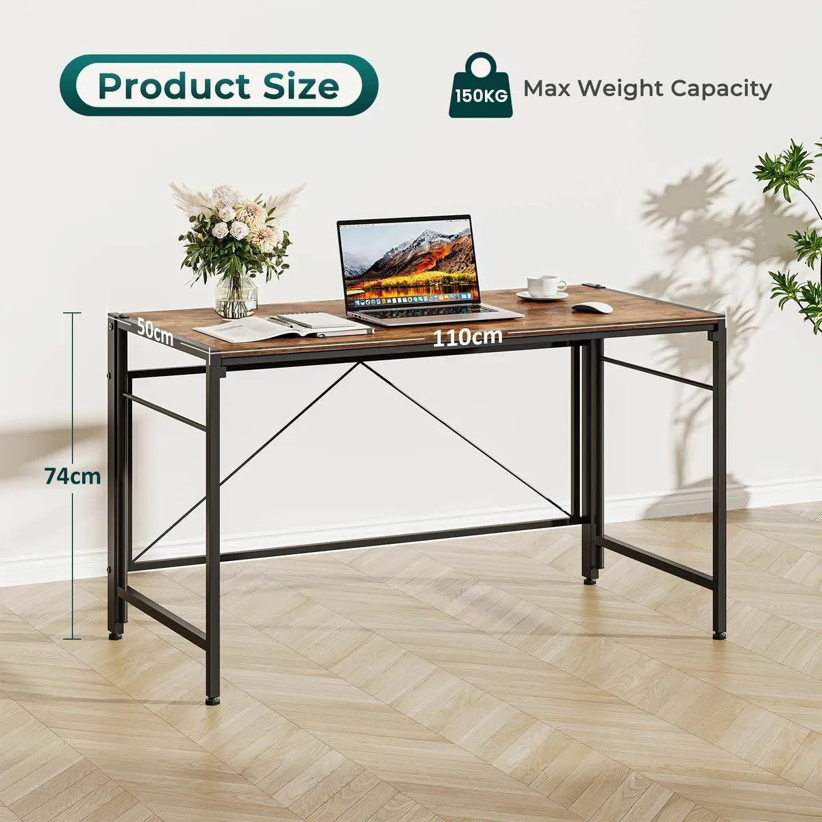 Folding Desk 110 x 50cm Writing Computer Foldable - Image 2