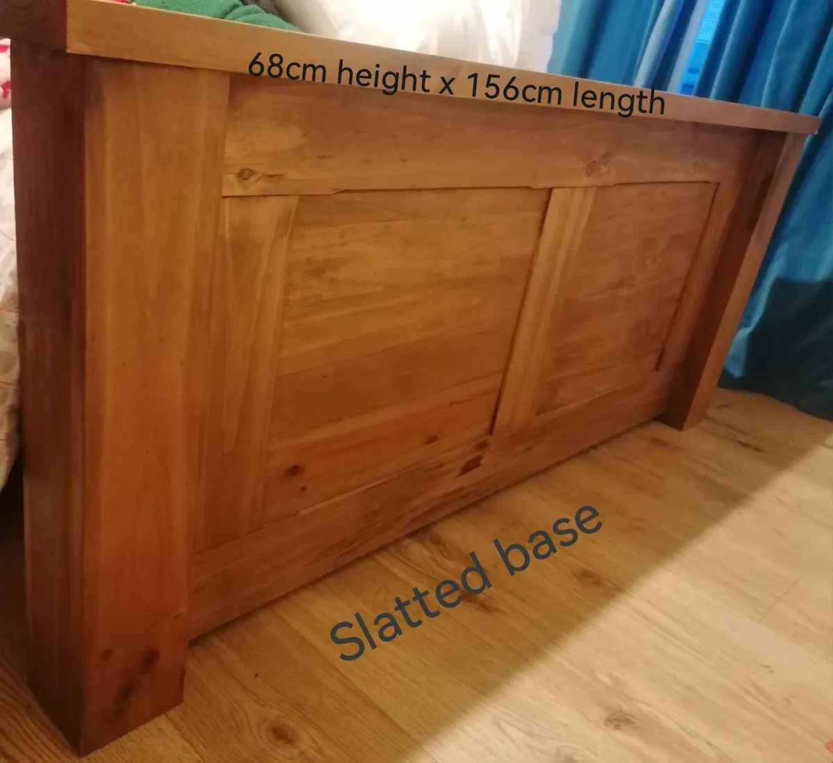 Oak Frame Double Bed with matching lockers - Image 1