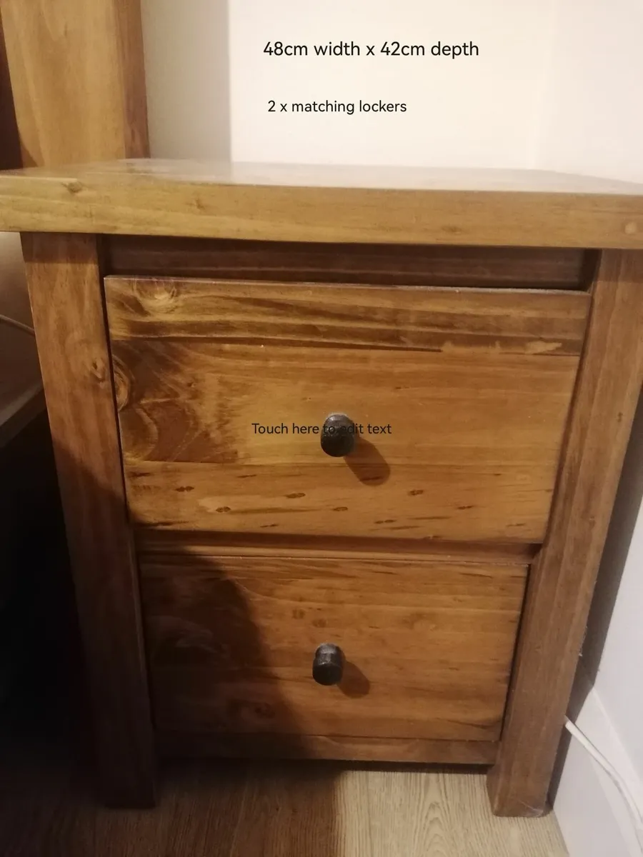 Oak Frame Double Bed with matching lockers - Image 2