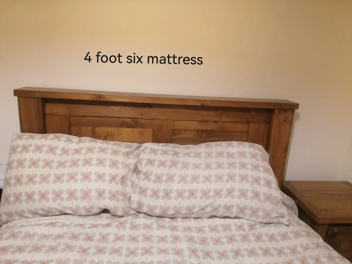 Oak Frame Double Bed with matching lockers - Image 3