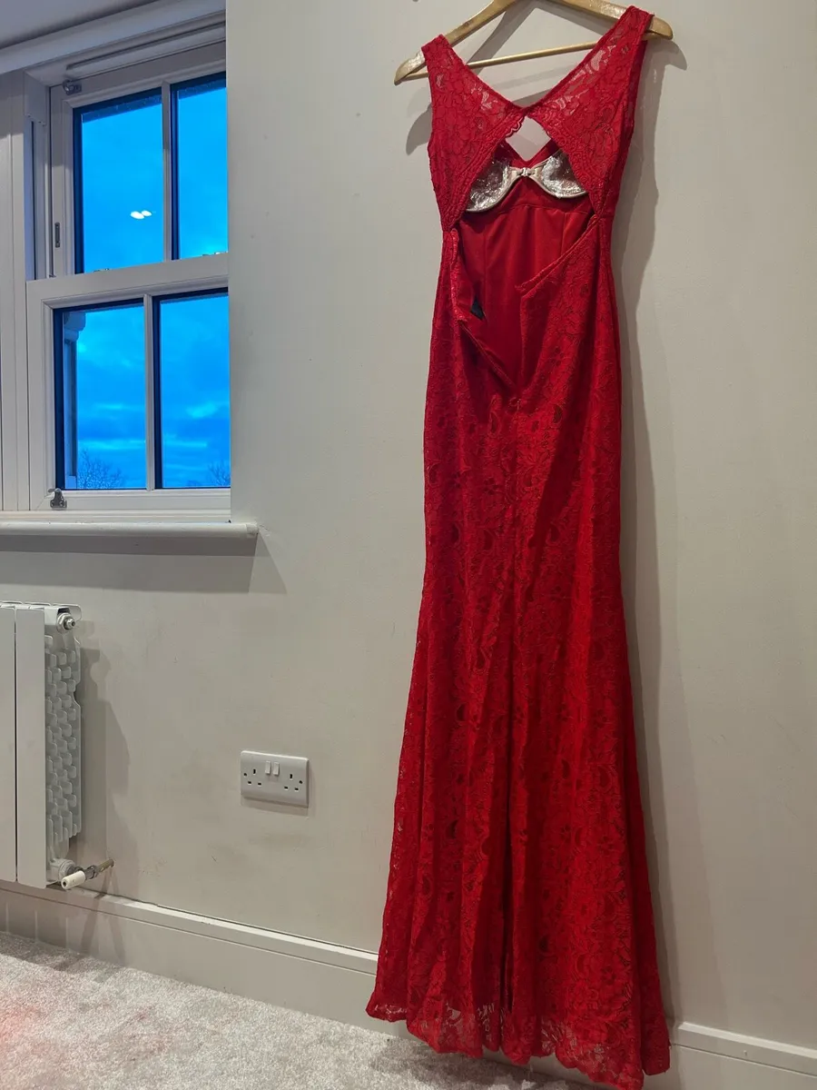Beautiful Full Length Red Lace Dress - Image 2