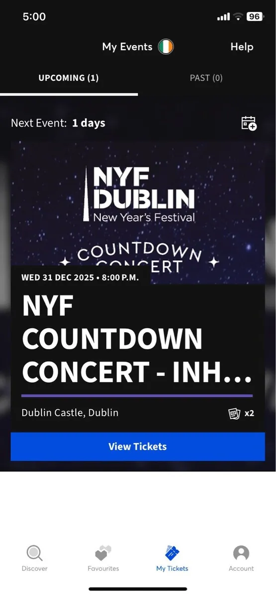 X2 NYF DUBLIN NEW YEARS FESTIVAL TICKETS X2
