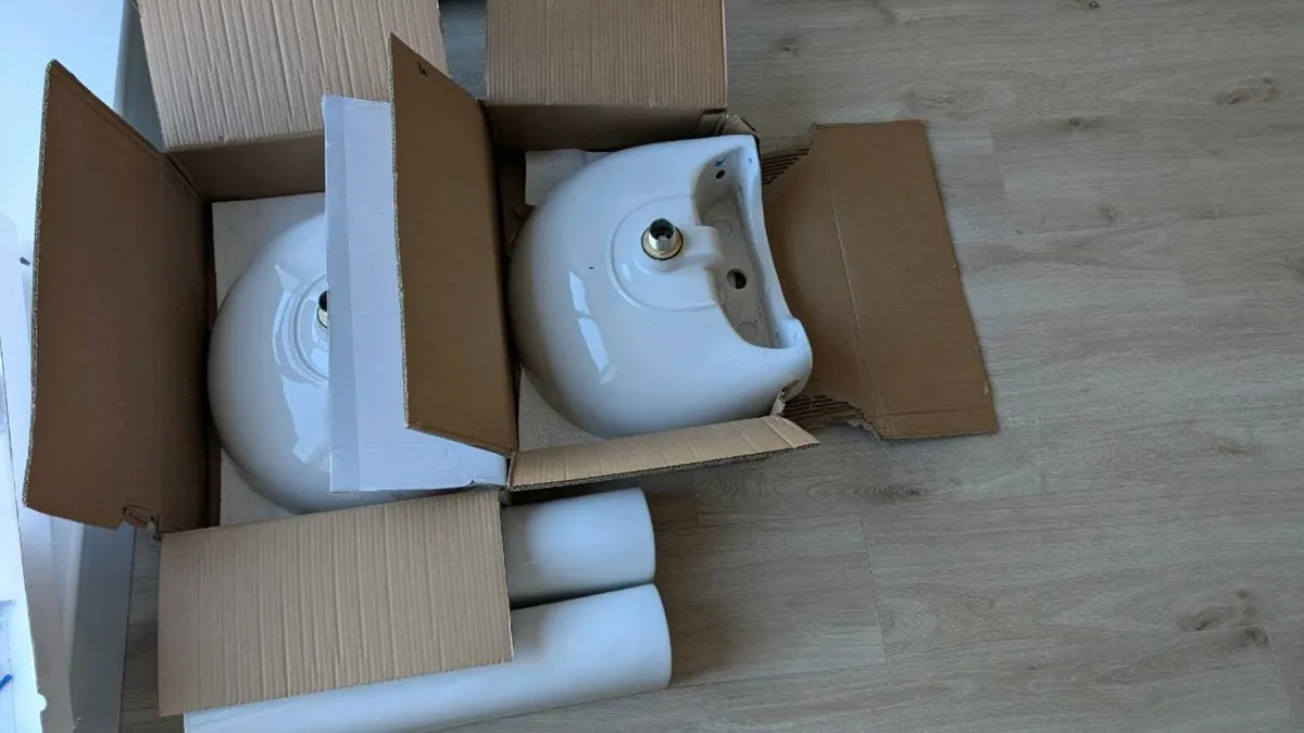Brand New Pedestal Wash Basins (2) – 600 x 450 mm - Image 2