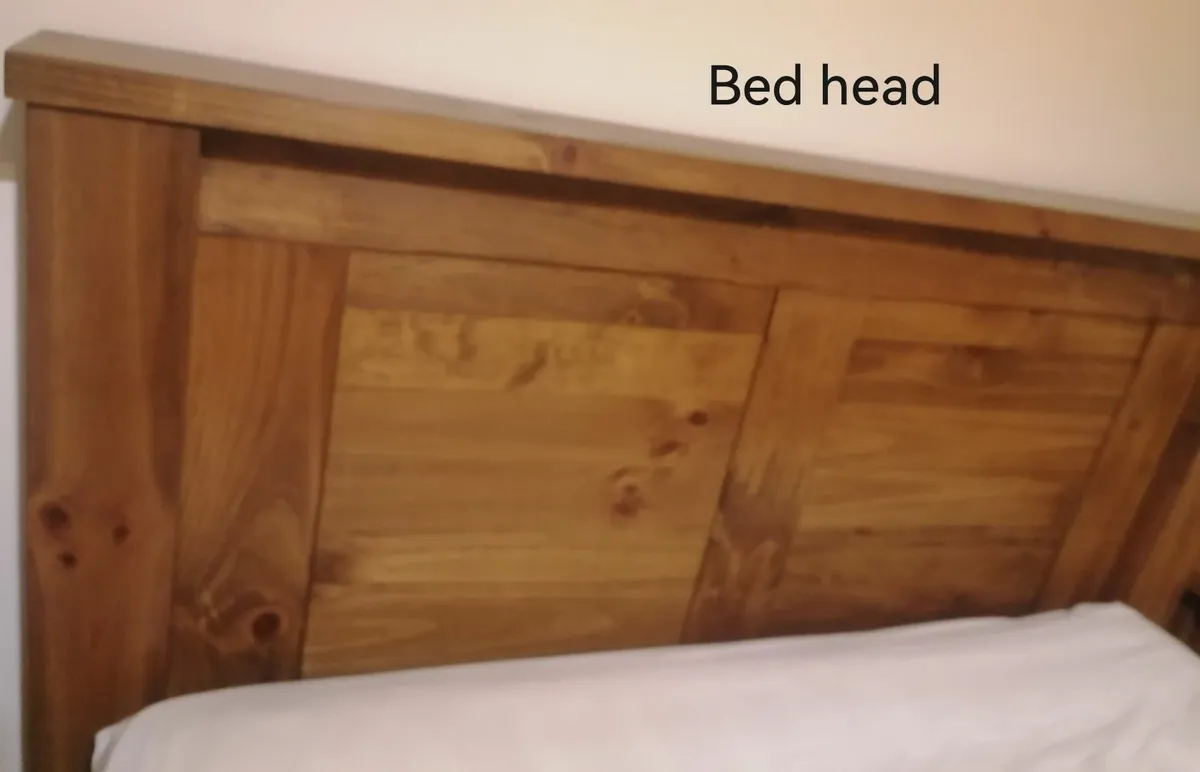 Oak Frame Double Bed with matching lockers - Image 1