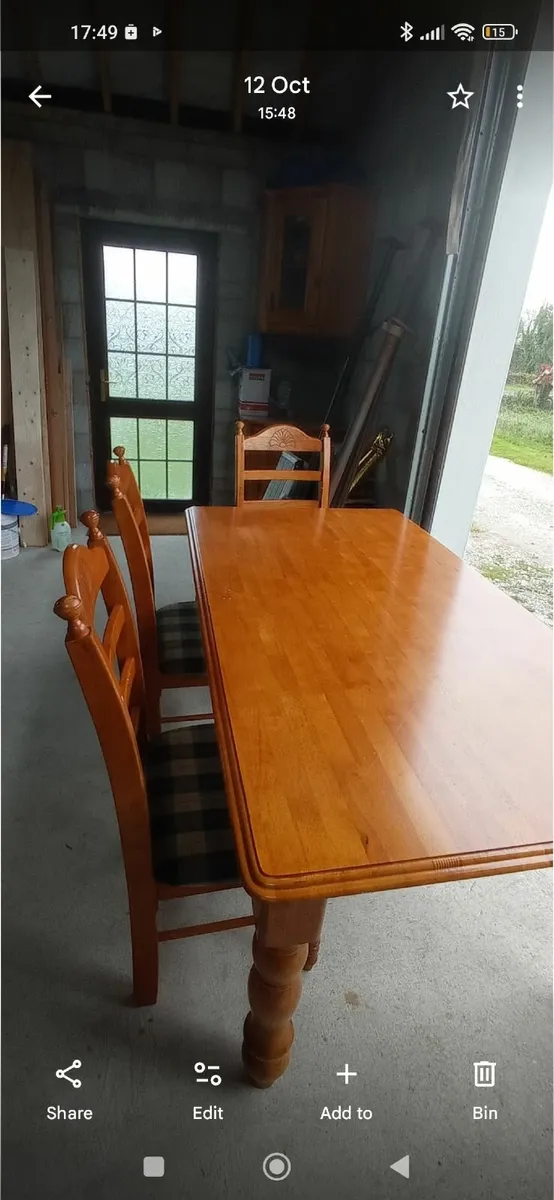 Oak dining table and chairs - Image 4