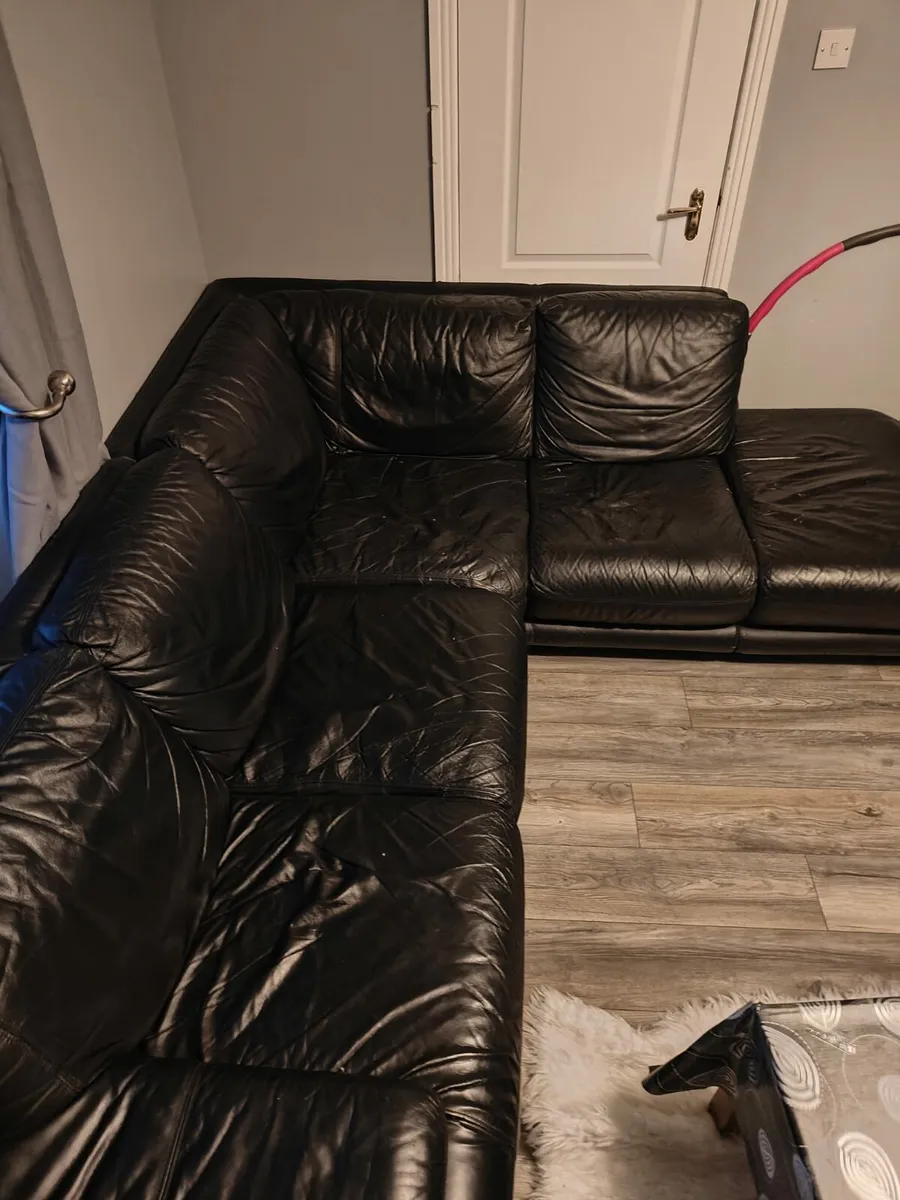 Black leather Couch free to take away - Image 2