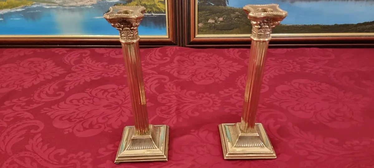 Solid Brass Art Deco Corinthian Column Candlestick - Image 2