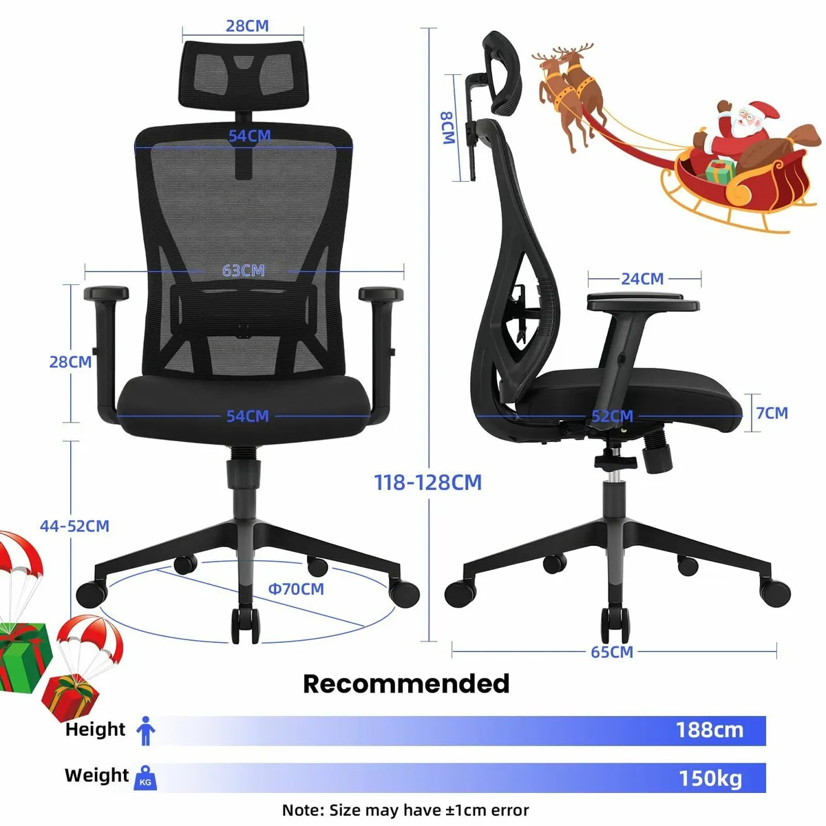 Office Chair Ergonomic with Adjustable Armrests - Image 3