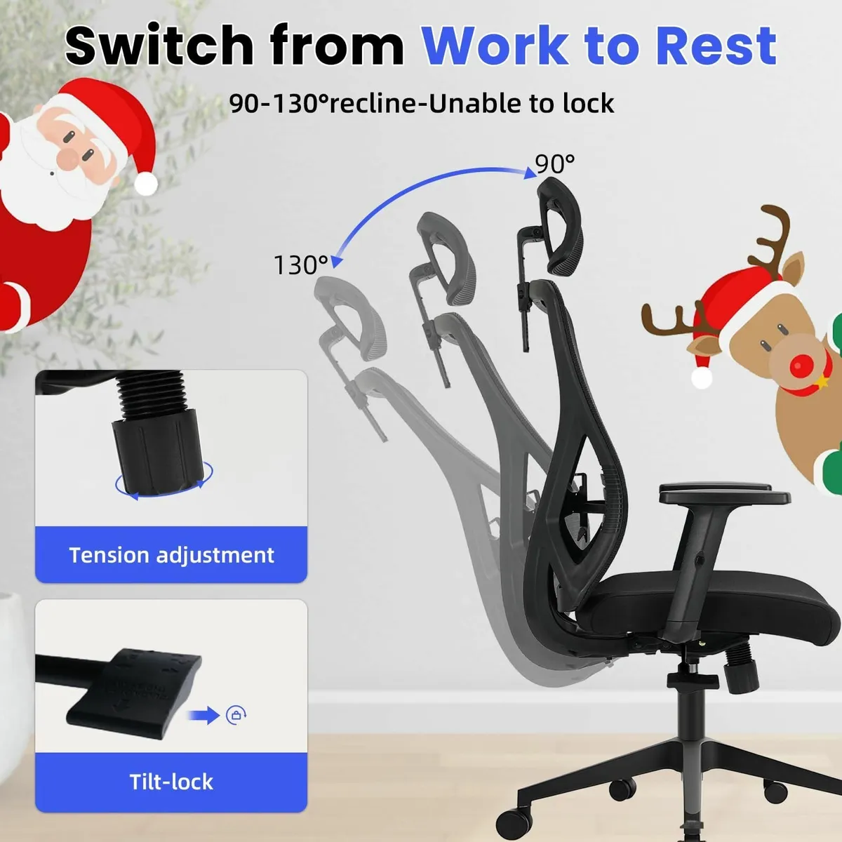 Office Chair Ergonomic with Adjustable Armrests - Image 4