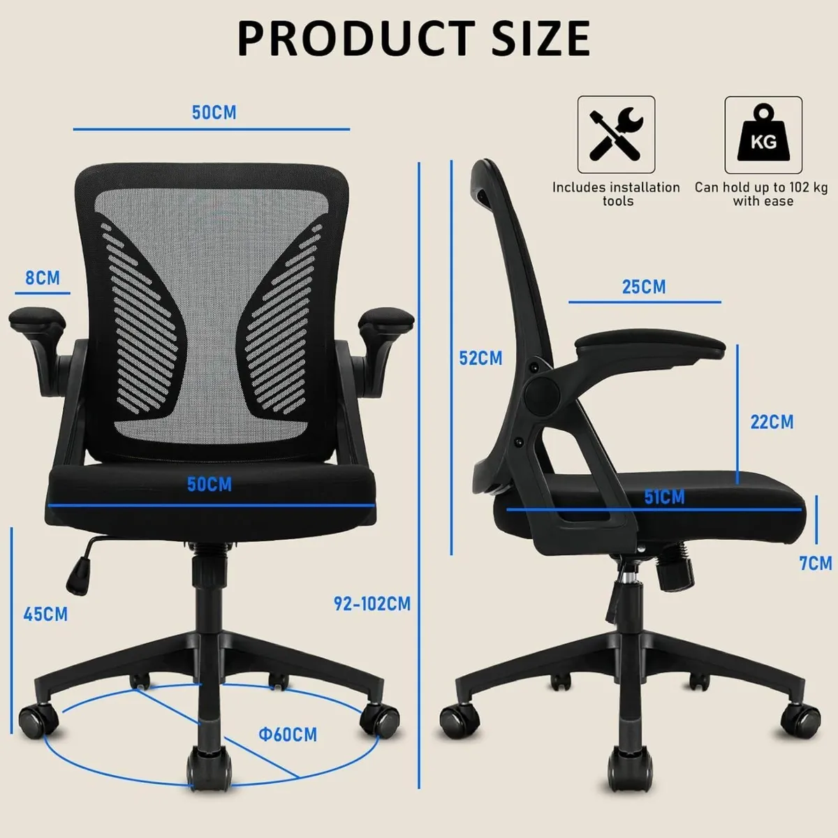 Ergonomic Office Chair High Back Desk with - Image 3